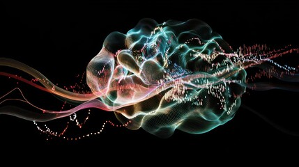 Aufkleber - Abstract brain with colorful energy waves.