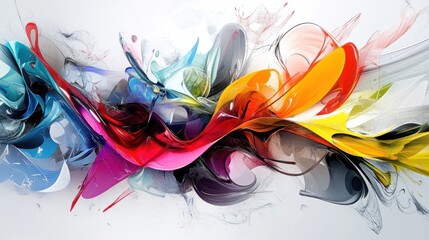 Aufkleber - Abstract colorful liquid swirls and splashes on white background.
