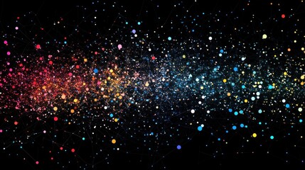 Leinwandbilder - Abstract colorful particle wave on black background.