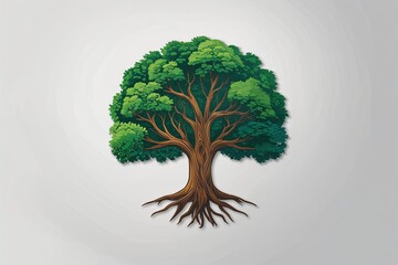 Vibrant Broad Tree Emblem on White Background for Graphic Design