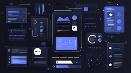 Futuristic Digital Dashboard Interface: Data Visualization and User Experience
