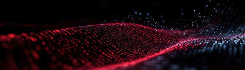 Dynamic streams of binary code in digital landscape