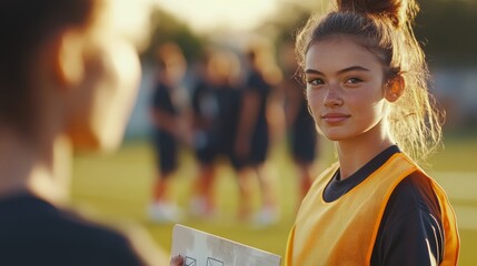 portrait of a young woman playing soccer