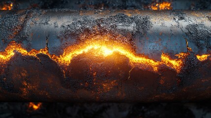 Wall Mural - A piece of metal is covered in black and orange