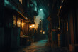 © sopix - Serene night scene quiet Japanese alleyway steam mystery tranquility