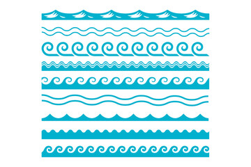 Wall Mural - blue line ocean wave ornament pattern