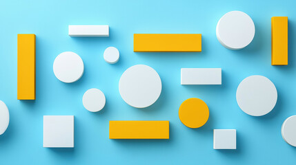 Aufkleber - Bright geometric shapes in various sizes and colors on blue background