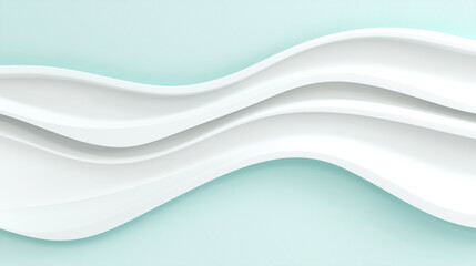 Fototapete - Smooth white waves create abstract design on soft mint background, evoking sense of calm and innovation