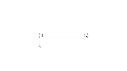 Search button Browser bar 4k animation. Typing into search engine on white background. Search bar icon. Internet web page with search bar, internet search animation