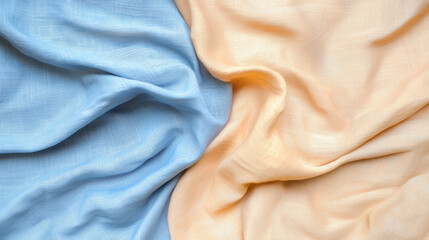 Leinwandbilder - Soft textures in blue and orange fabrics create calming atmosphere