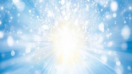 Canvas Print - Bright Light Burst With Stars Sparkles And Bokeh Effect On A Sky Blue Background Illustration.