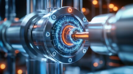 Wall Mural - a futuristic looking pipe with a blue and orange design