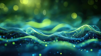 Wall Mural - a green and blue wave with a lot of dots