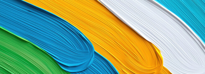 Aufkleber - Vibrant abstract wallpaper with bold brush strokes in green, blue, yellow, and white. Perfect for artistic backgrounds