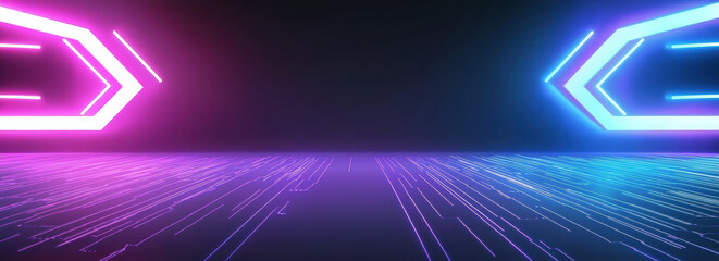 Fototapete - Futuristic digital wallpaper with neon lights and glowing lines creating vibrant atmosphere