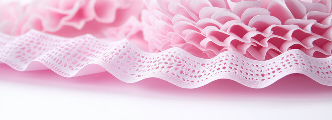 Poster - Delicate pink lace and paper decorations create charming, festive atmosphere