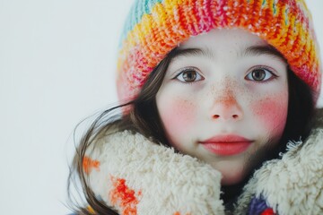 Wall Mural - Winter Joy: A Young Girl's Smile