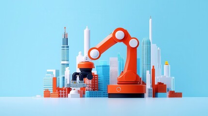 Wall Mural - Autonomous robotic maintenance systems repairing smart city infrastructure efficiently