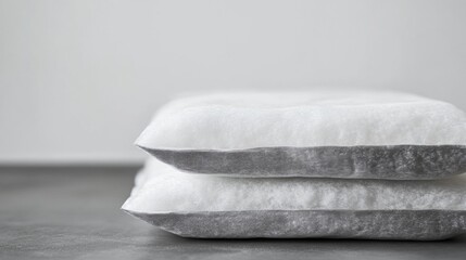 Stack of fluffy white pillows