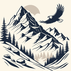 Wall Mural - vector illustration of a mountain landscape