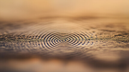 Poster - Spiral of Light: A mesmerizing abstract photograph, the soft glow of the setting sun creating an ethereal spiral pattern on the textured surface.