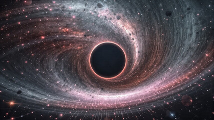 Wall Mural - black hole against starfield, artwork. multiverse travel, time, black hole, universe, dimension