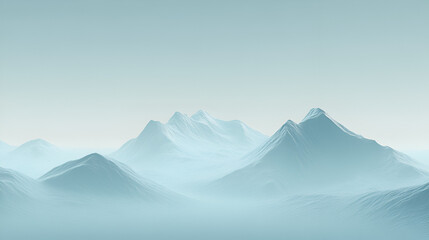 Sticker - Misty Mountain Majesty: Serene, minimalist landscape of snow-capped mountains shrouded in a soft, ethereal mist.  A calming, cool-toned image perfect for meditation or nature-themed projects. 