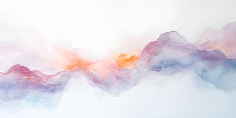 Wall Mural - Abstract Watercolor Landscape: A serene and ethereal landscape unfolds in this abstract watercolor painting, characterized by flowing, translucent hues of purple, pink, blue.