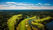 © Oleksandr - The Greenery: Aerial View of a Lush Golf Course in Monroe, New Jersey Perfect for Real Estate Promotions with Ethereal Sky