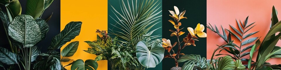 Tropical foliage against a vibrant gradient background. A perfect nature-inspired design for modern prints, digital art, and creative projects. Fresh, colorful, and stylish