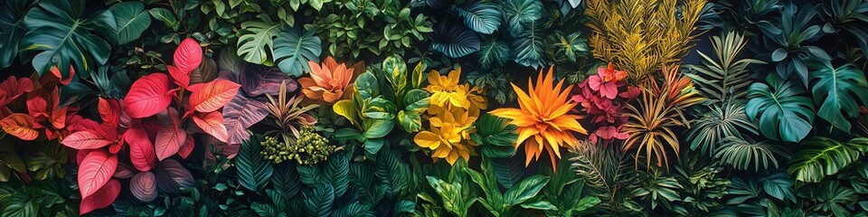 Wall Mural - Tropical foliage against a vibrant gradient background. A perfect nature-inspired design for modern prints, digital art, and creative projects. Fresh, colorful, and stylish