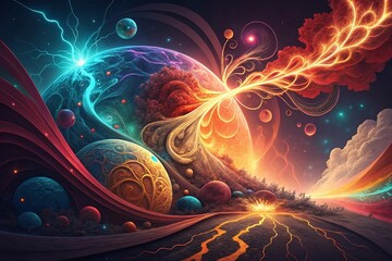 Wall Mural - fractal realms abstraction bright gradient background