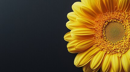 Poster - Yellow gerbera daisy on dark background, copy space