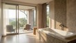 © Kitta Studio - Modern Bathroom with Scenic View of Nature and Tranquil Atmosphere