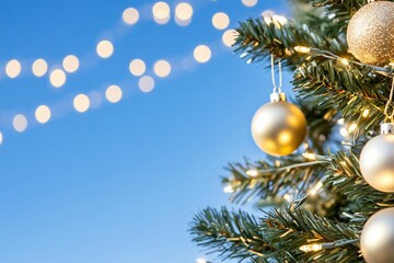 Poster - Christmas tree ornaments against blue sky