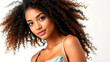 © LiliyaDzyba - Young beautiful woman with curly hairstyle portrait on white background