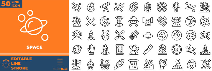 space line line editable icons set