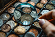 © Tetiana - An old collection of antique coins in historical design ai generative