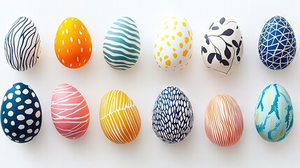 Wall Mural -   Polka-dotted surface with painted eggs stacked on top