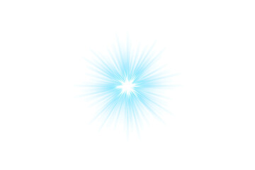 realistic blue light sparkle with lens flare isolated on transparent background. light burst explosi