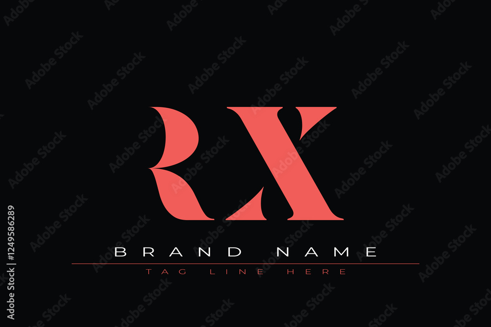 Abstract letter RX minimal logo design template. This minimal logo ...