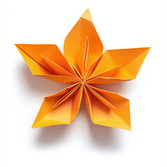 Wall Mural - Folded orange paper for origami isolated on white background.