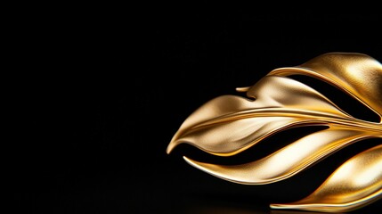 Wall Mural -   A close-up of a gold object against a black background The object is placed in the center of the image, surrounded by darkness