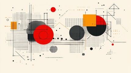 Fototapete - Abstract geometric shapes, network design, tech background, website banner