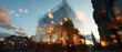 © typepng - A smart city concept illustrated by a building adorned with digital network lines and glowing light nodes