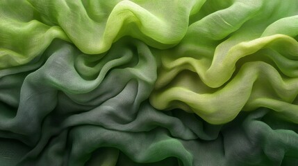 Poster - Abstract Gradient:  A Gentle Flow of Green Textile, Revealing Elegant Drapes and Subtle Textures in a Harmonious Dance of Color and Light.
