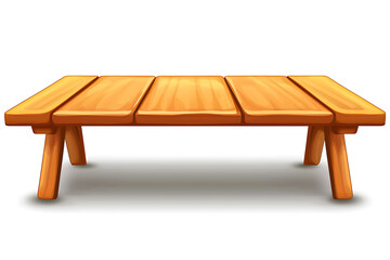 Wall Mural - A digital illustration shows a wooden table featuring a plank top and simple, sturdy leg design.