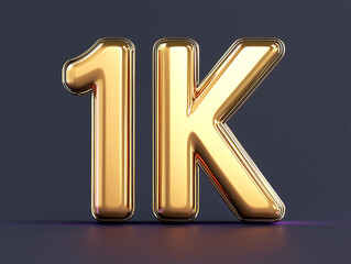 Wall Mural - 1k gold graphic number shiny 3d design with reflections