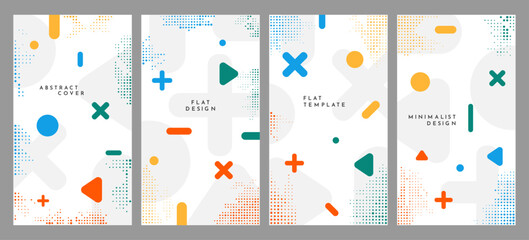 Wall Mural - vector illustration. abstract vibrant color background set. cool bright wallpapers with semi circle 