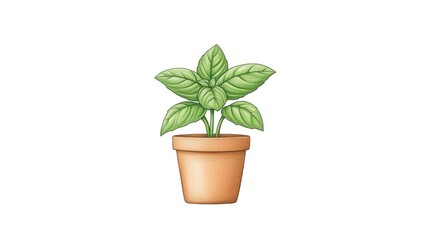 Wall Mural - Green potted plant with lush leaves, symbolizing growth and freshness in a minimalist setting